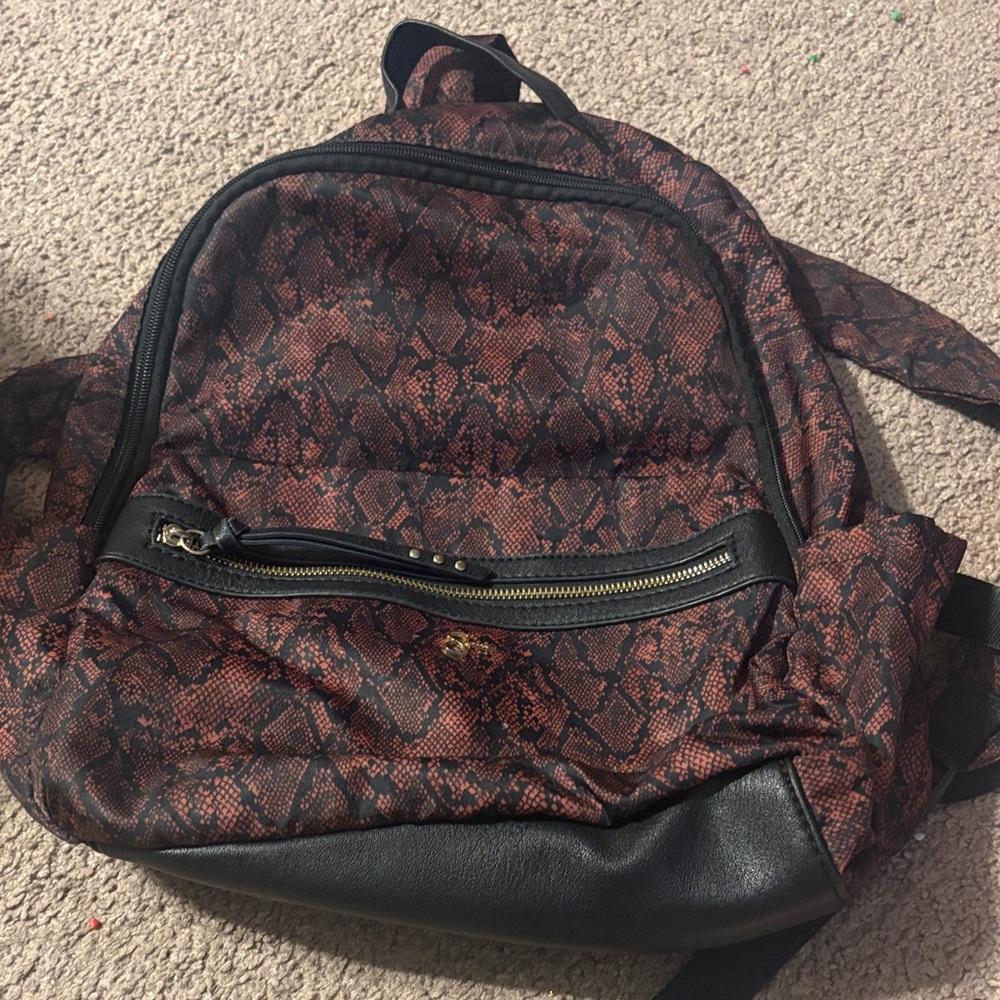 Jessica Simpson Red and Black Snake Print Backpack